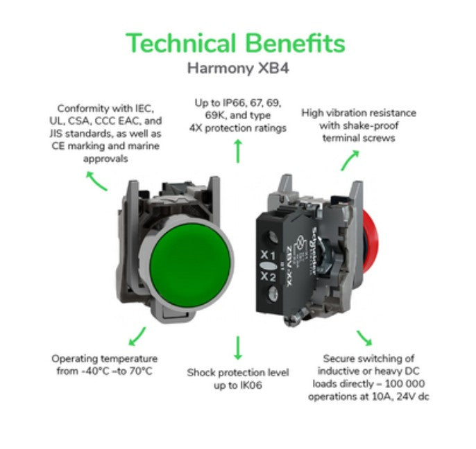 Single contact block, Harmony XB4, Harmony XB4, silver alloy, screw clamp terminal, 1NO