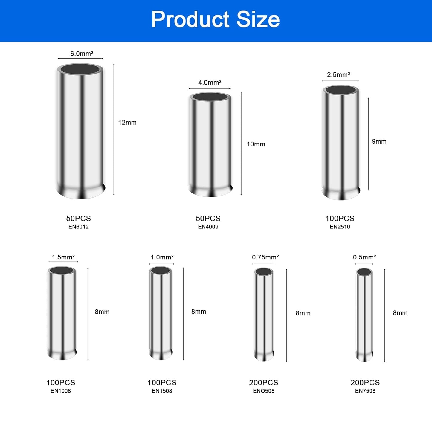 Bootlace Ferrule Uninsulated assorted collection